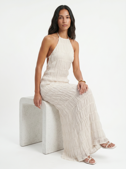 ANGELA™ - TIERED HALTER EVENING DRESS