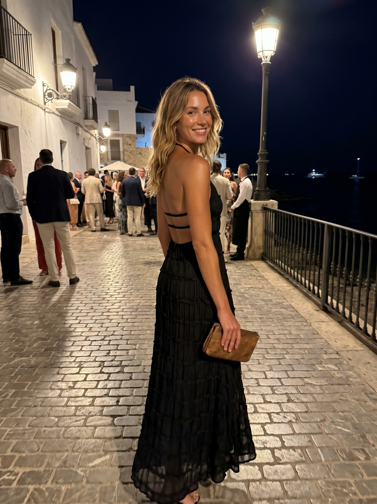 ANGELA™ - TIERED HALTER EVENING DRESS