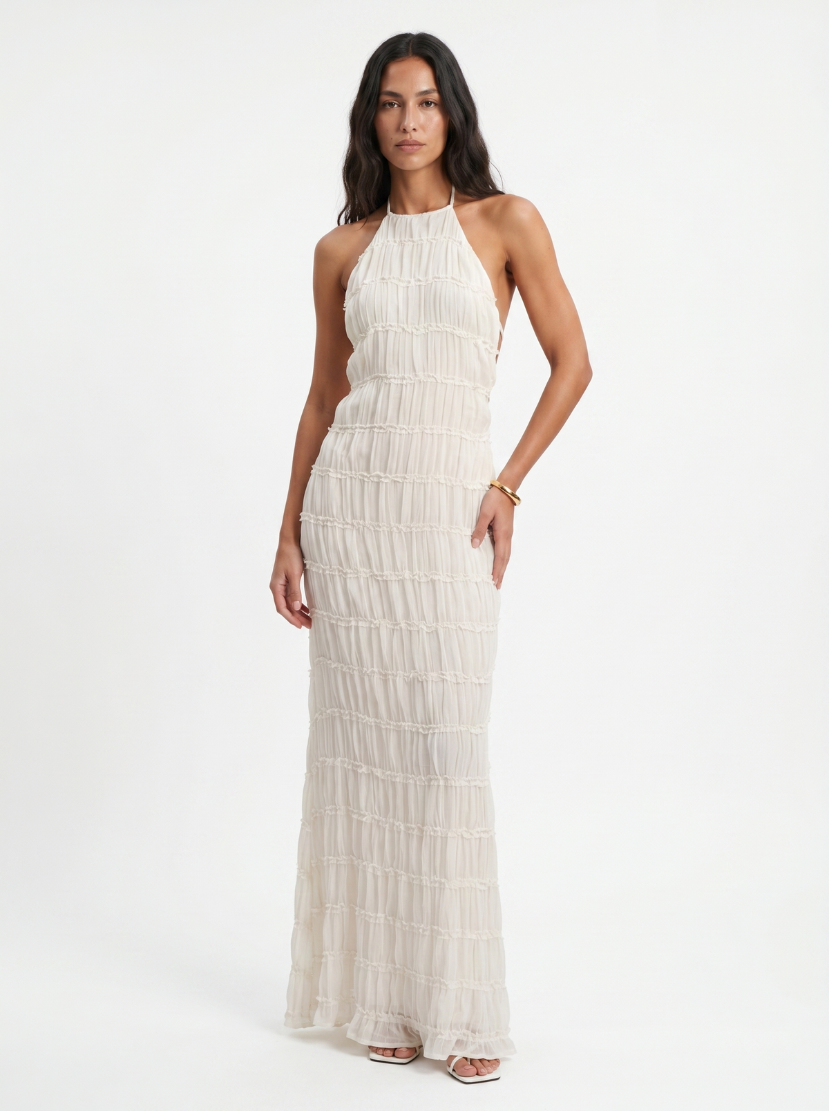 ANGELA™ - TIERED HALTER EVENING DRESS