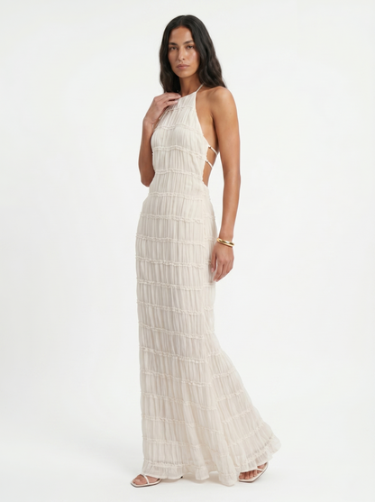 ANGELA™ - TIERED HALTER EVENING DRESS