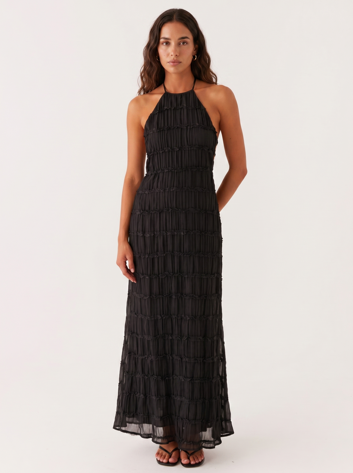 ANGELA™ - TIERED HALTER EVENING DRESS