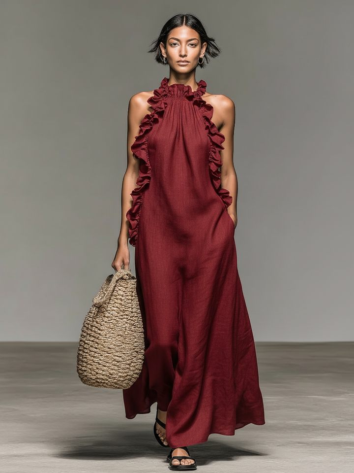 LUA™ - RUFFLE MAXI DRESS WITH POCKETS