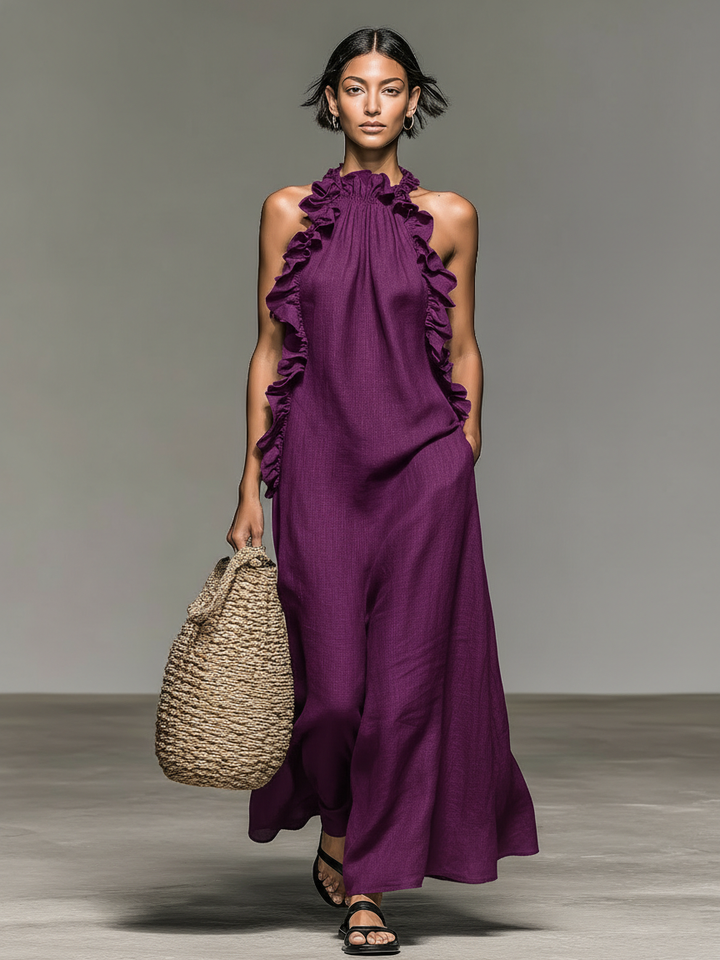 LUA™ - RUFFLE MAXI DRESS WITH POCKETS