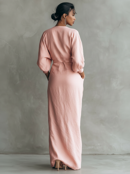 Antaradus - Lyla Linen V-Neck Maxi Dress