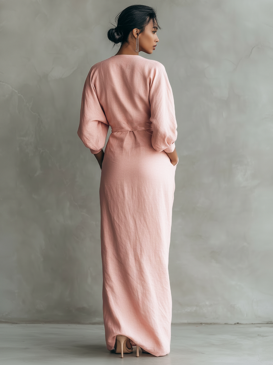LYLA™ - LINEN V-NECK MAXI DRESS