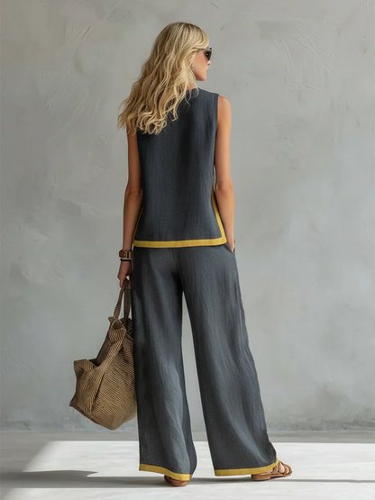 LEILA™ - CONTRAST TRIM TWO-PIECE SET