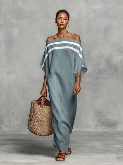 Bianca – Off-Shoulder Batwing Linen Maxi Dress