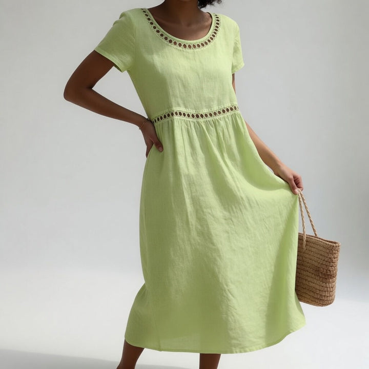LAVINIA™ - EMBROIDERED EMPIRE-WAIST DRESS