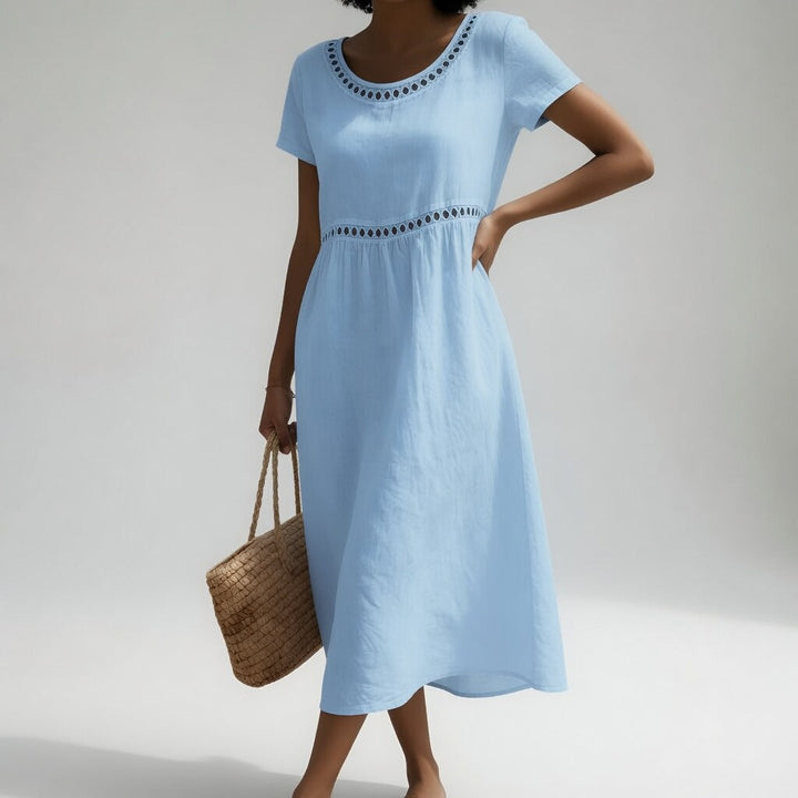 LAVINIA™ - EMBROIDERED EMPIRE-WAIST DRESS