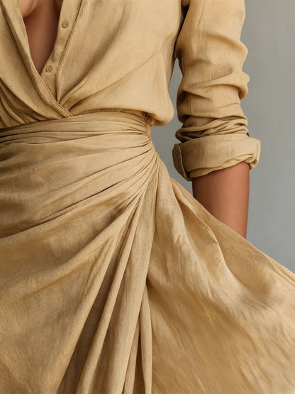VALENTINA™ - BELTED LAPEL MAXI DRESS