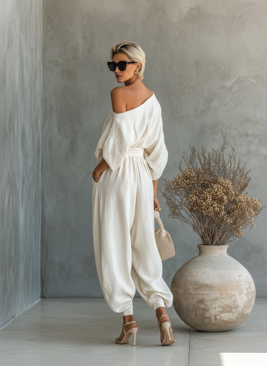 PALOMA™ - OFF-WHITE LINEN OFF-SHOULDER CO-ORD