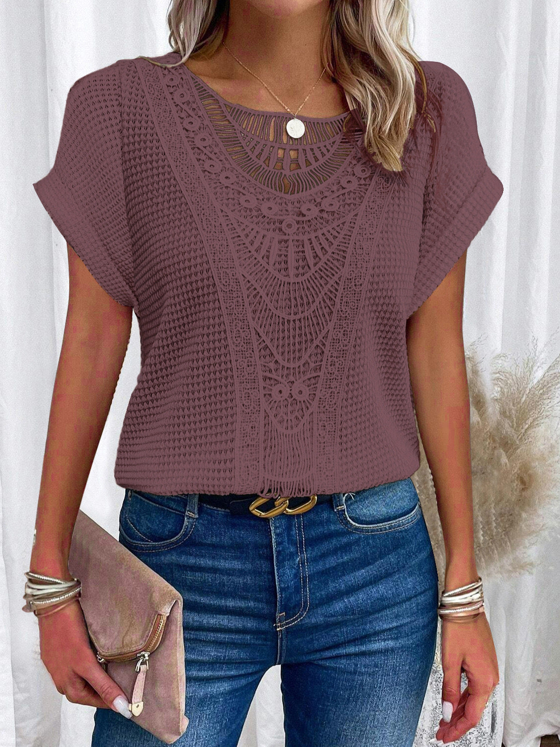 PALOMA™ - SCALLOP-TRIM SHORT SLEEVE TEE
