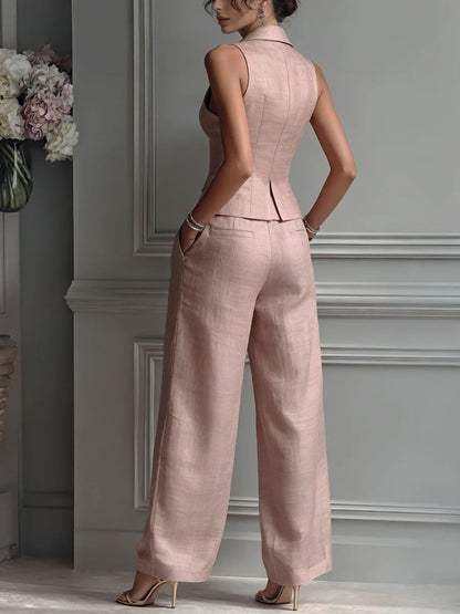 Antaradus - Carmen Linen V-Neck Co-Ord Set