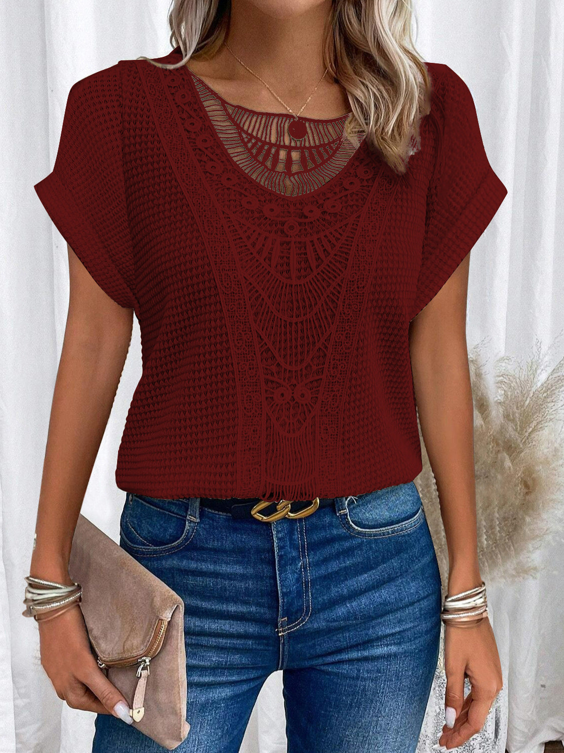 PALOMA™ - SCALLOP-TRIM SHORT SLEEVE TEE