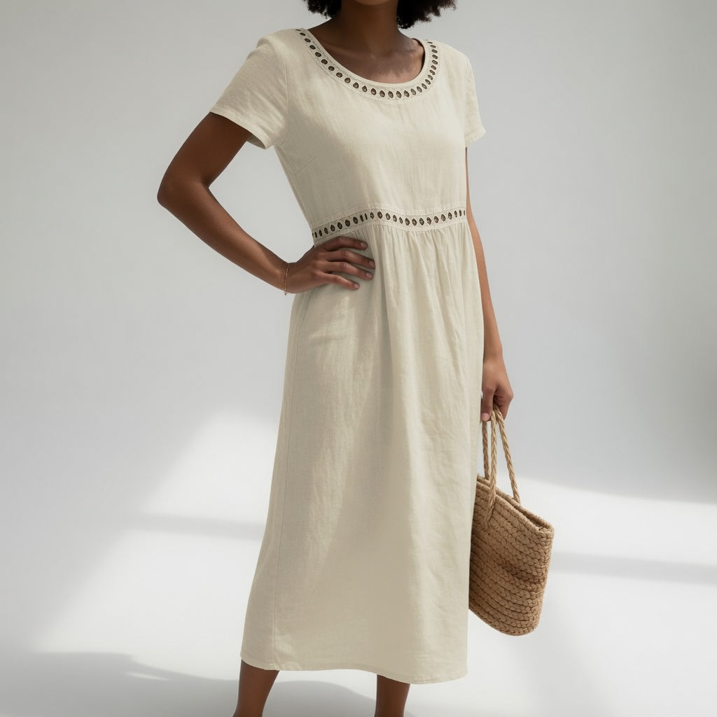 LAVINIA™ - EMBROIDERED EMPIRE-WAIST DRESS