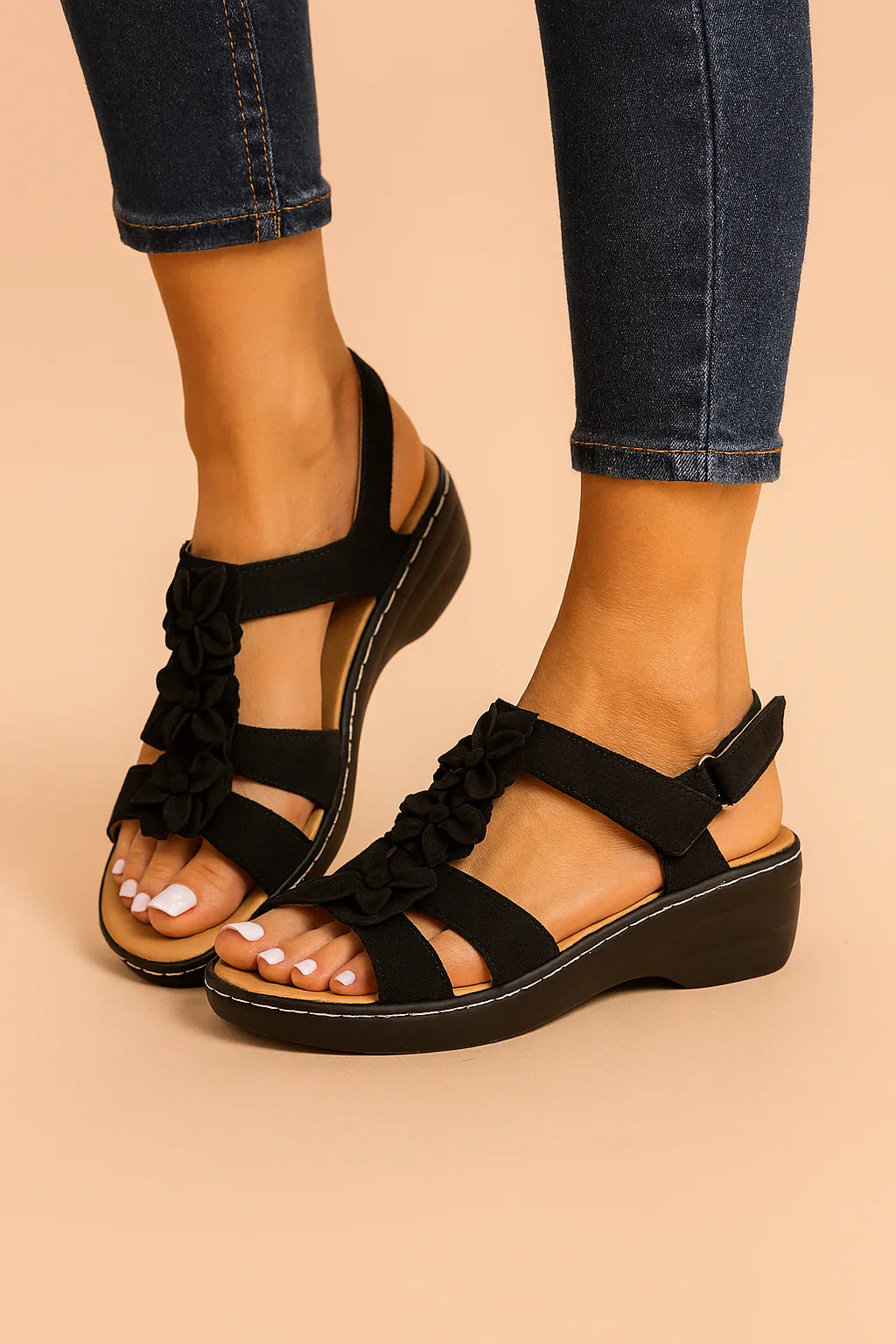 SOFIA™ - FLORAL WEDGE SANDALS
