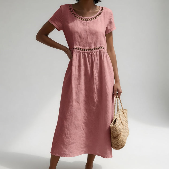 LAVINIA™ - EMBROIDERED EMPIRE-WAIST DRESS