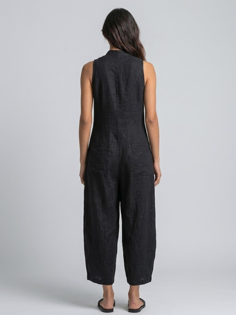 LEONA™ – SLEEVELESS COTTON BLEND DUNGAREES