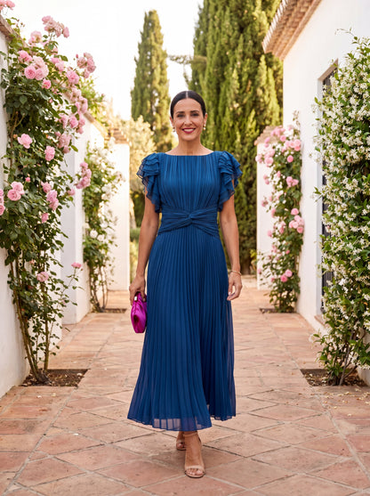 SERAPHINA™ - PLEATED KNOT-WAIST MAXI DRESS