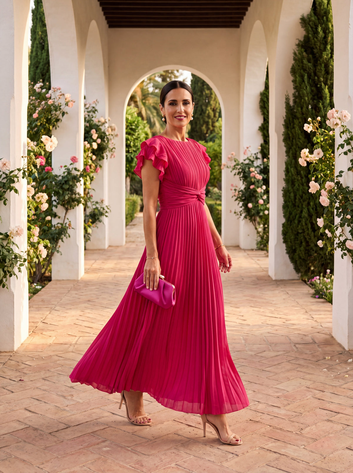 SERAPHINA™ - PLEATED KNOT-WAIST MAXI DRESS