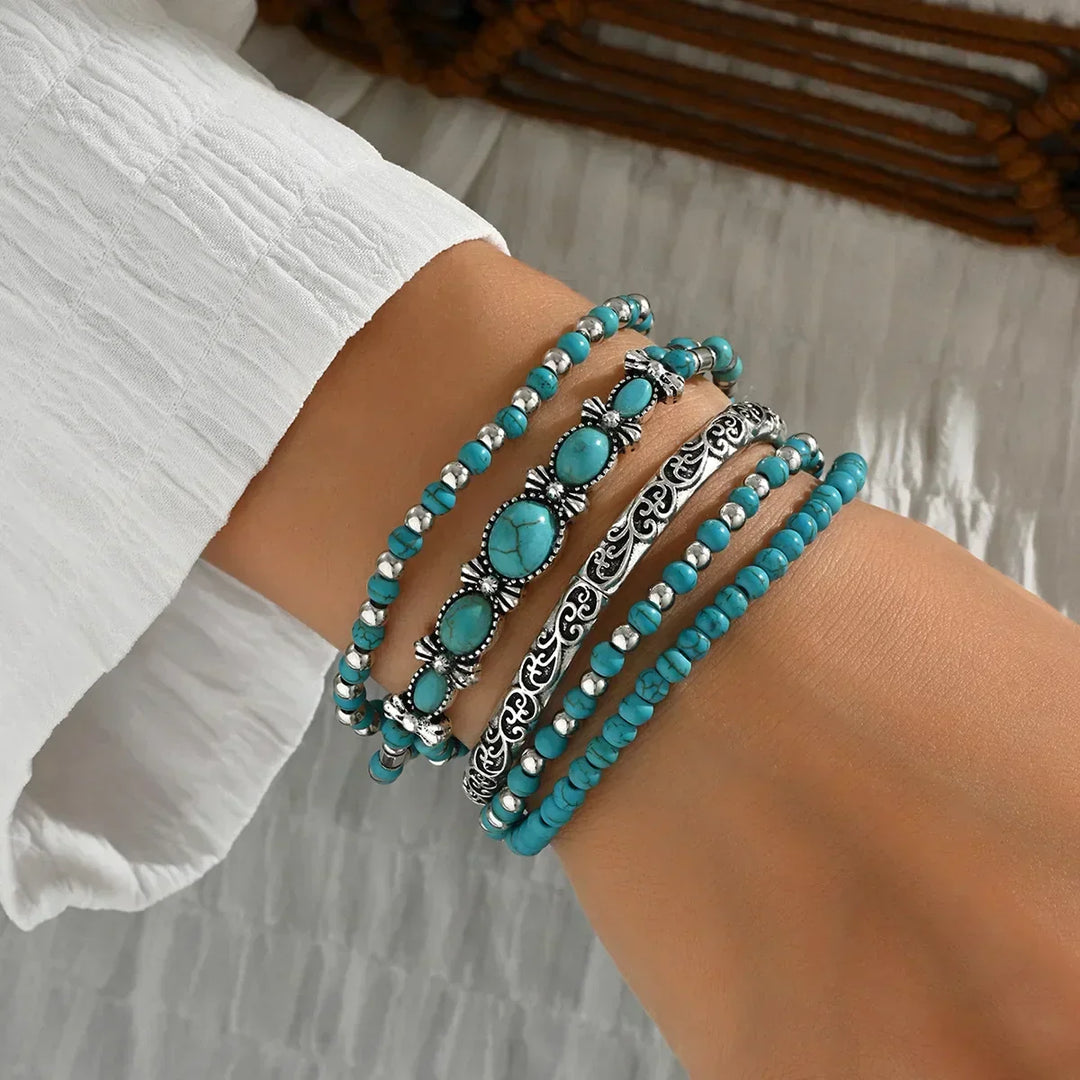 TALIA™ - BOHO TURQUOISE BEAD BRACELET SET