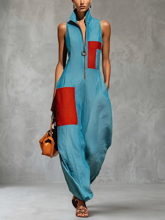 LUCERNE™ - CONTRAST LAPEL JUMPSUIT
