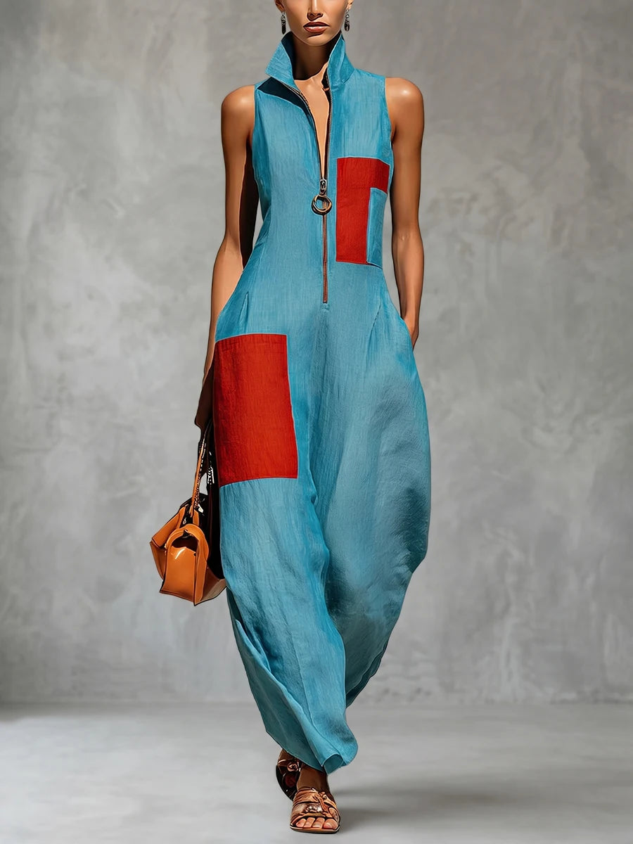 LUCERNE™ - CONTRAST LAPEL JUMPSUIT