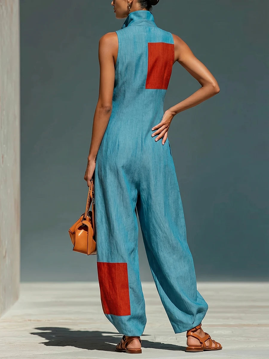 LUCERNE™ - CONTRAST LAPEL JUMPSUIT