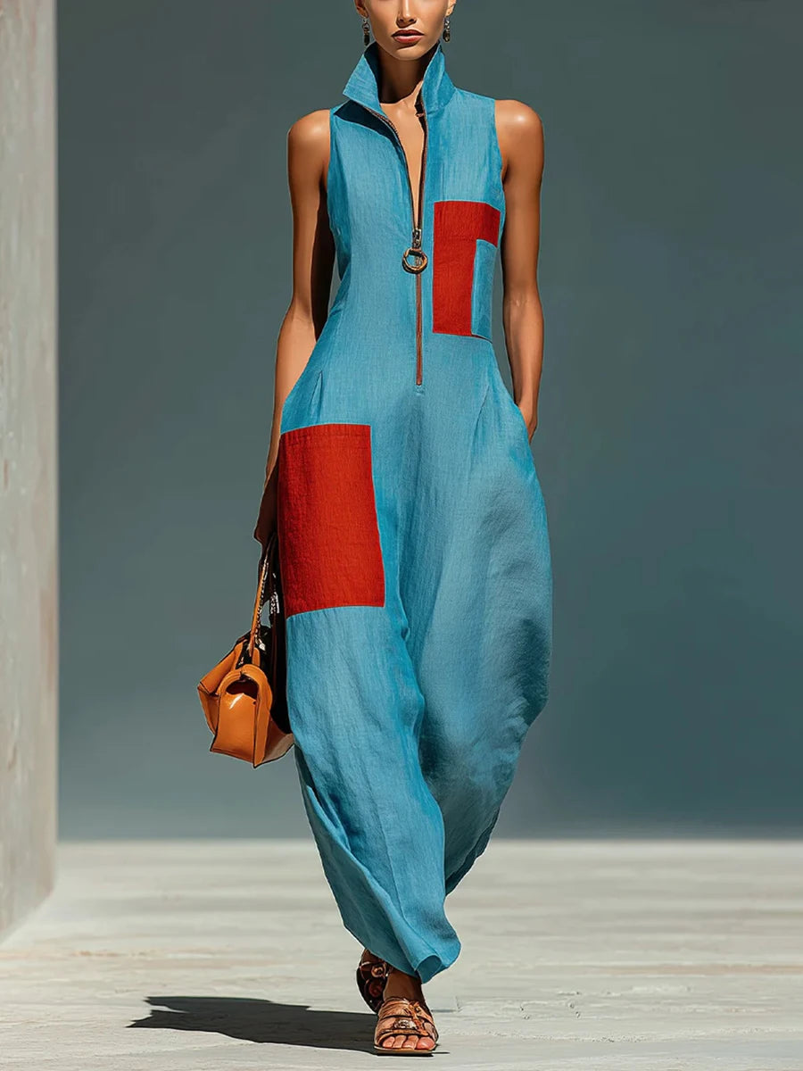LUCERNE™ - CONTRAST LAPEL JUMPSUIT