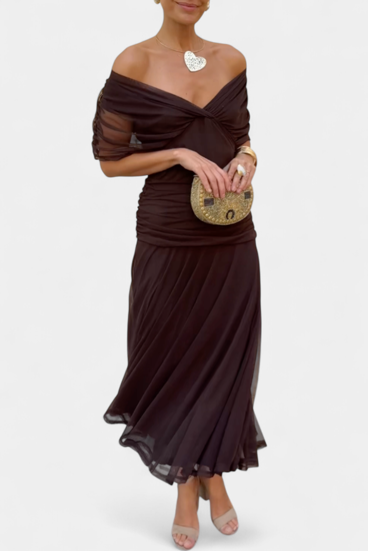 FLORENDRA™ - LONG FLORAL V-NECK DRESS