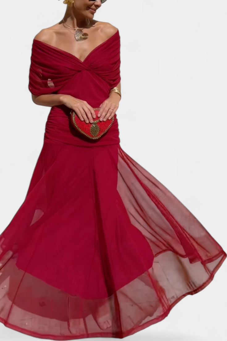 FLORENDRA™ - LONG FLORAL V-NECK DRESS