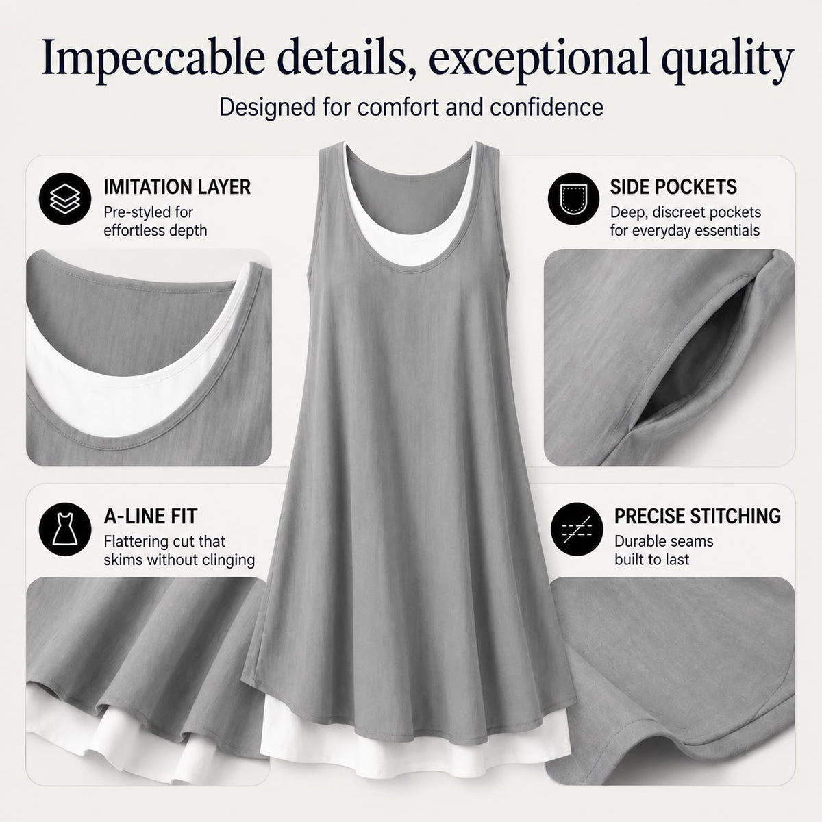 ROSALIND™ - SLEEVELESS TANK DRESS