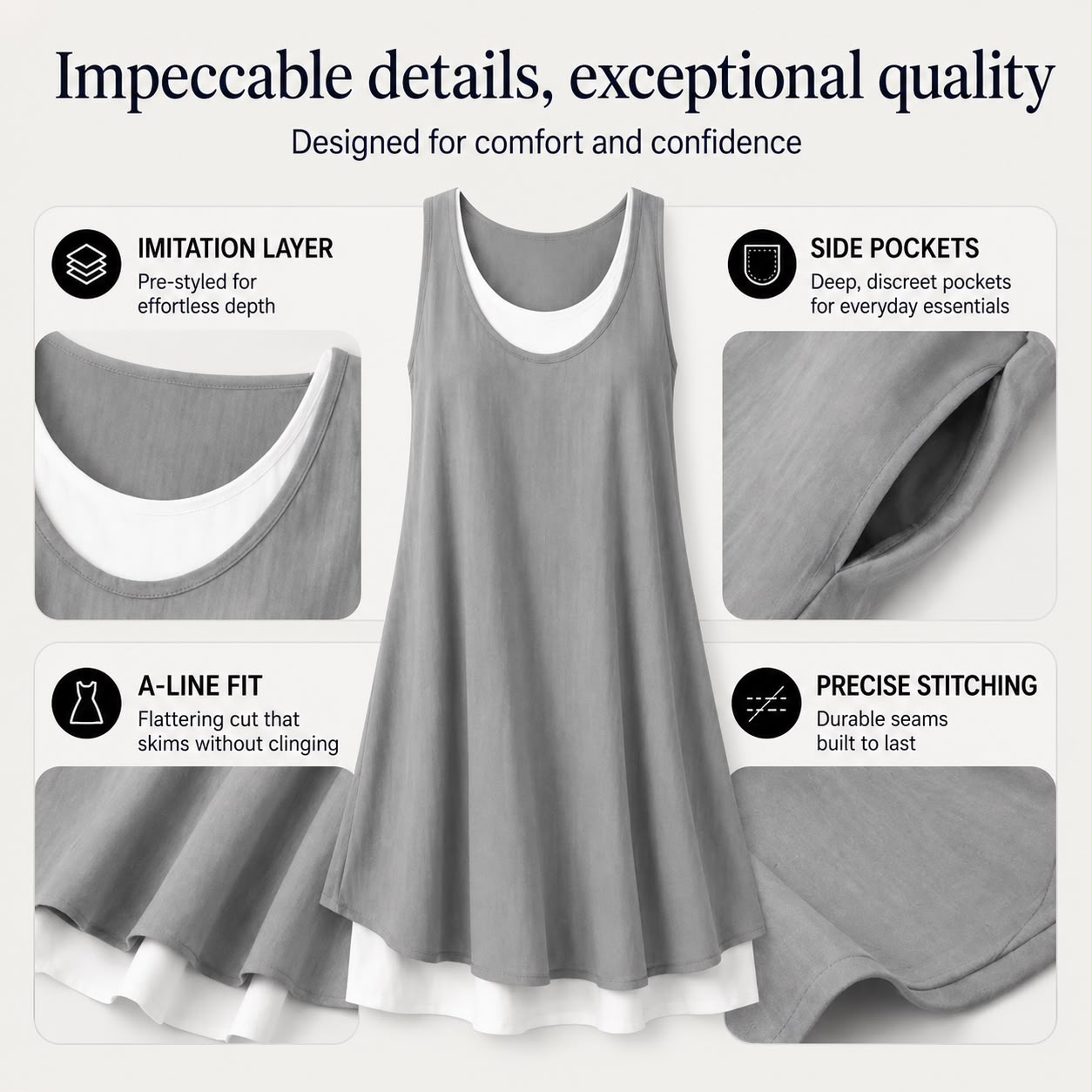 ROSALIND™ - SLEEVELESS TANK DRESS