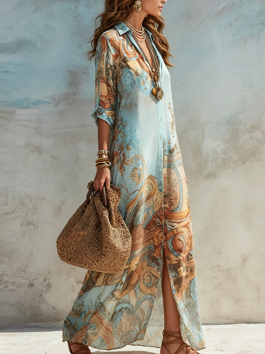 LORNA™ - MEDITERRANEAN CHEMISIER DRESS