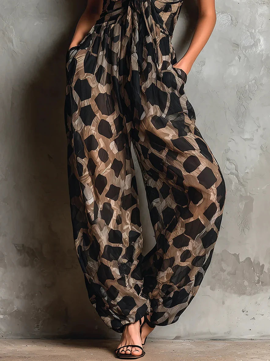 MORETTI™ - ANIMAL PRINT WRAP JUMPSUIT