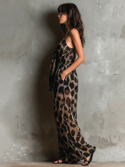 MORETTI™ - ANIMAL PRINT WRAP JUMPSUIT