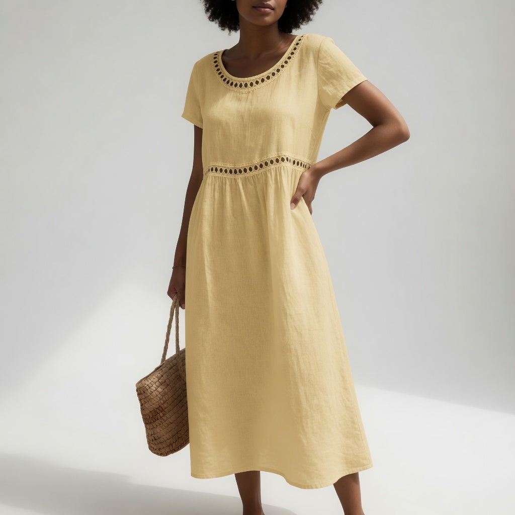 LAVINIA™ - EMBROIDERED EMPIRE-WAIST DRESS