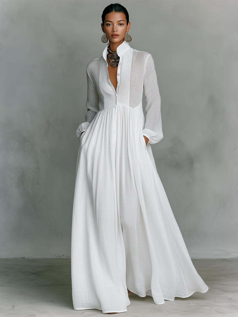 Aria – Patchwork Linen Maxi Dress