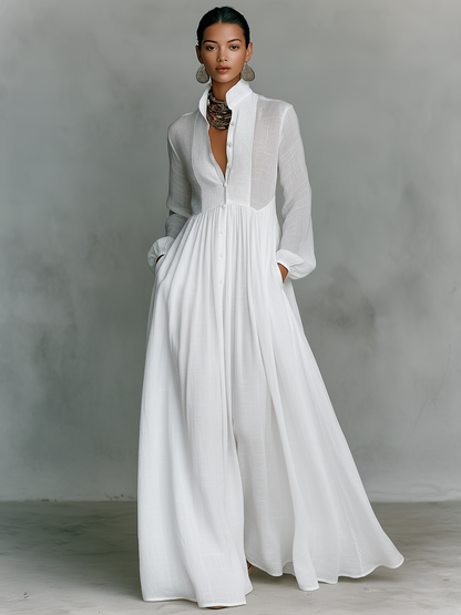 Aria – Patchwork Linen Maxi Dress