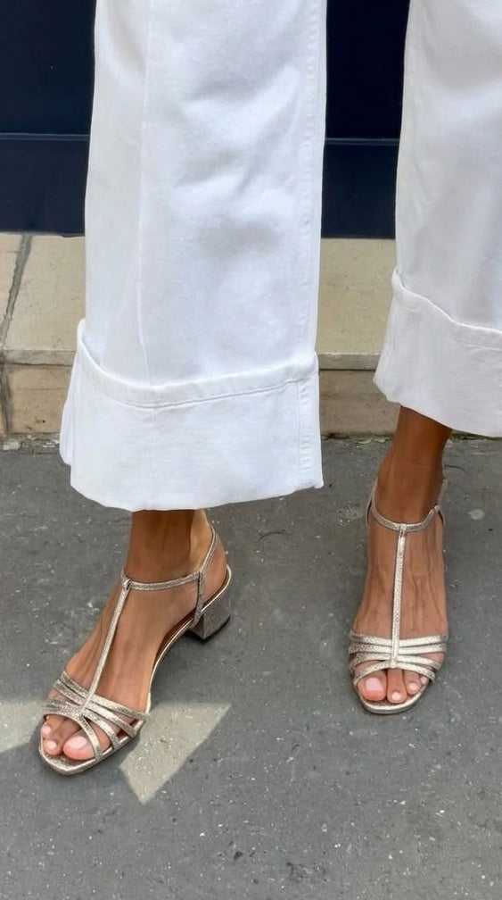 ALLEGRA™ - GOLDEN LOW-HEEL SANDALS