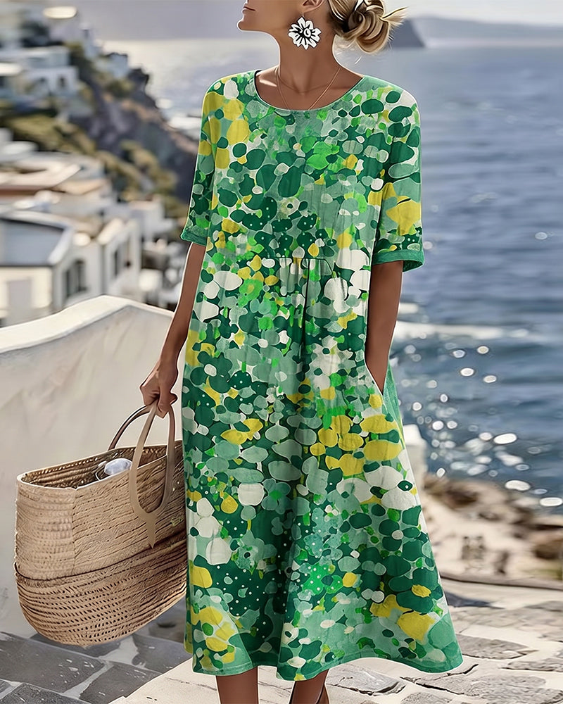 ELENA™ - LIGHT FLORAL FLOW MIDI DRESS