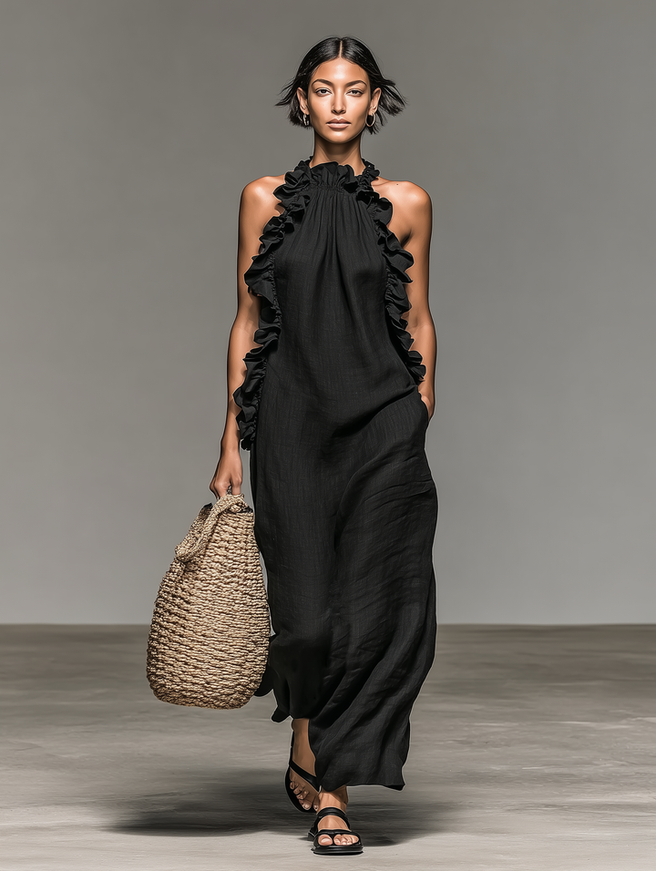 LUA™ - RUFFLE MAXI DRESS WITH POCKETS