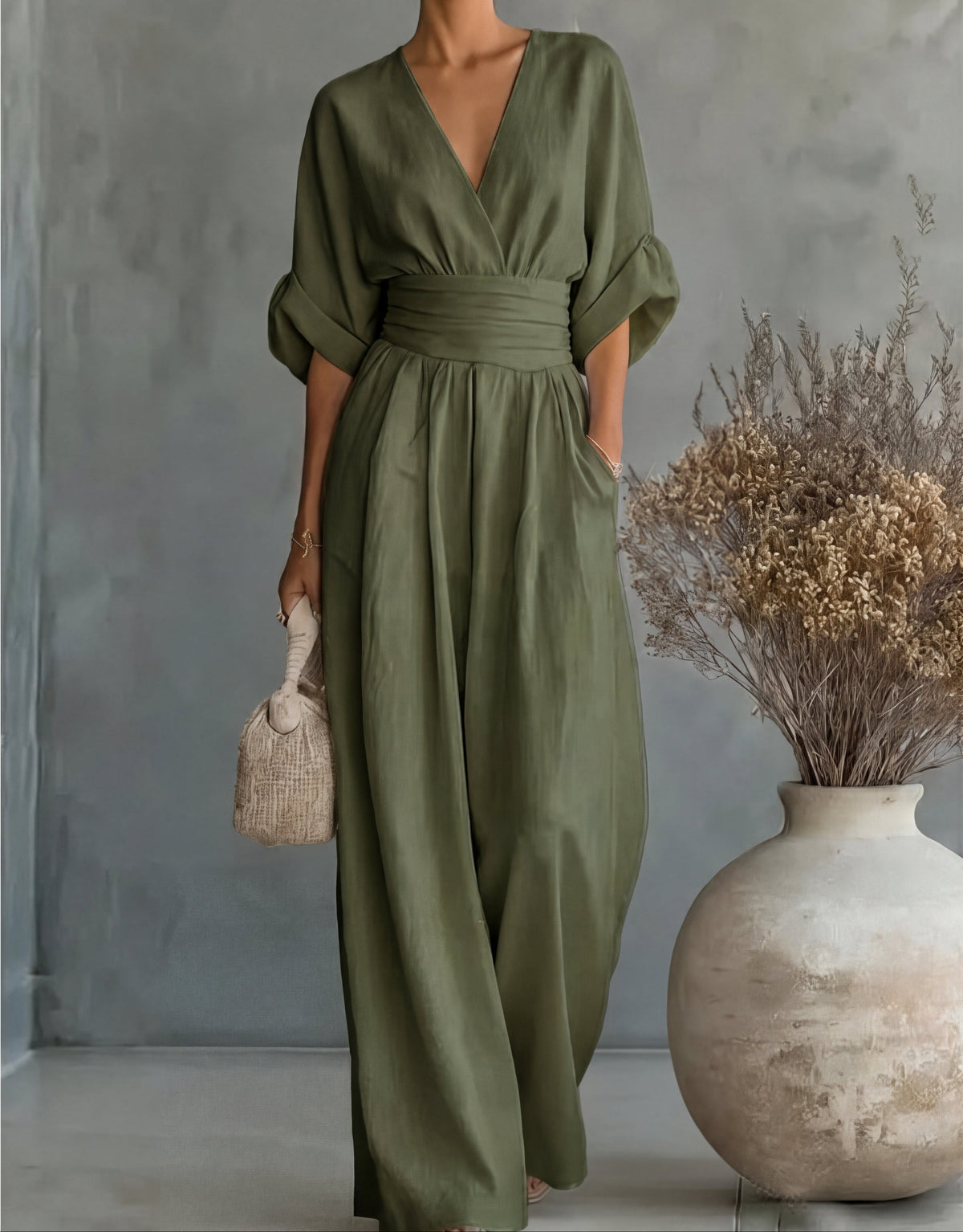 DANIELA™ - WIDE-LEG V-NECK JUMPSUIT