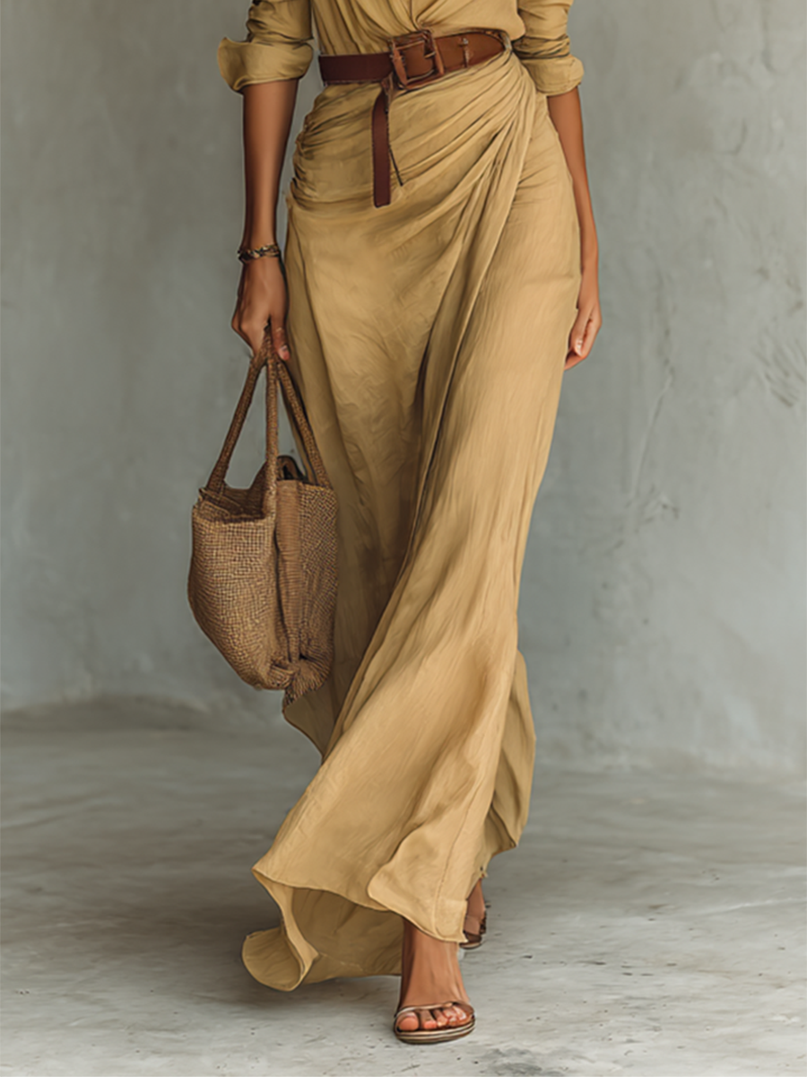 VALENTINA™ - BELTED LAPEL MAXI DRESS