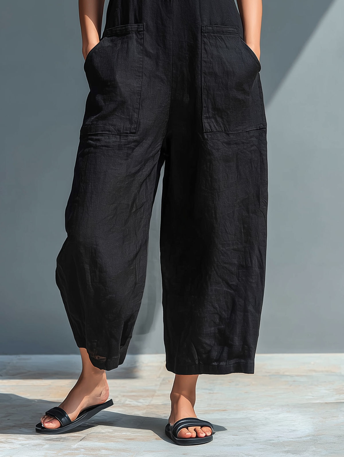 LEONA™ – SLEEVELESS COTTON BLEND DUNGAREES