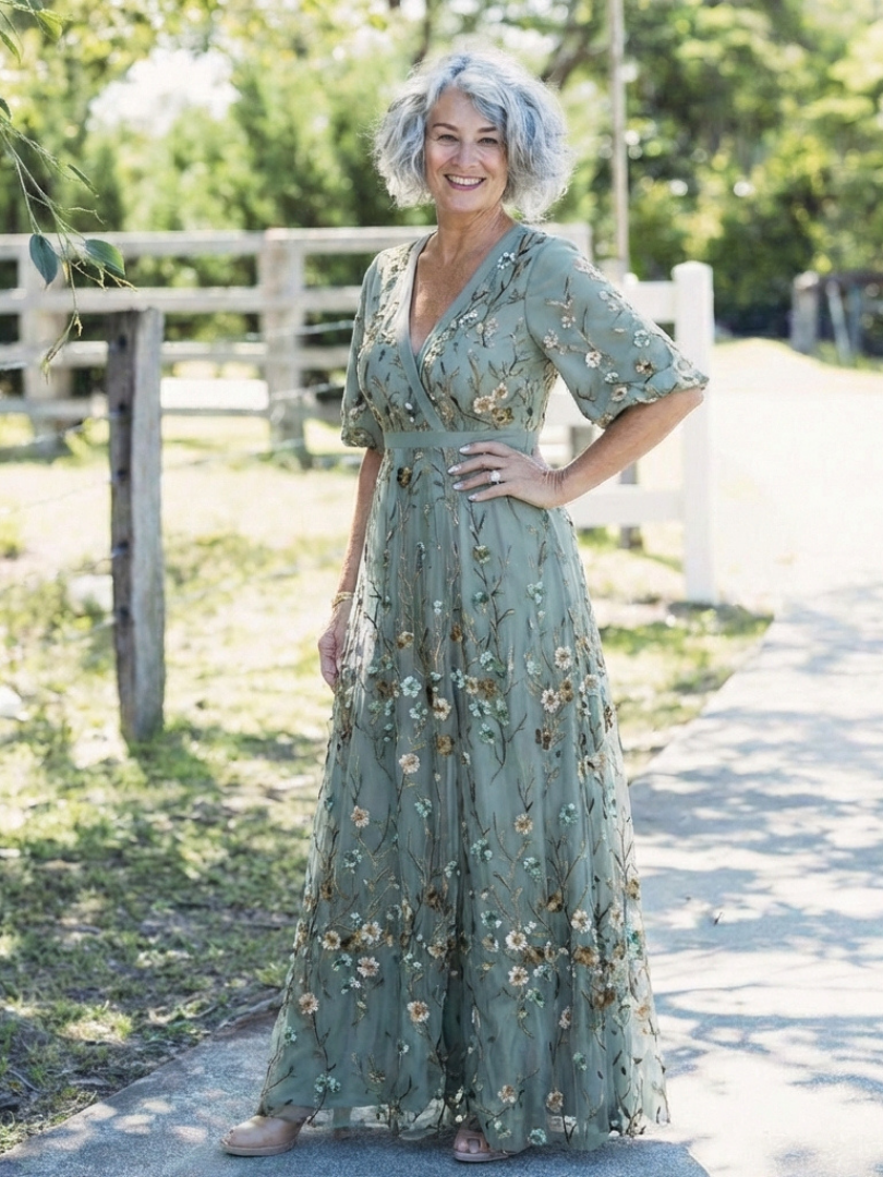 AMARANTHE™ - FLORAL V-NECK DRESS