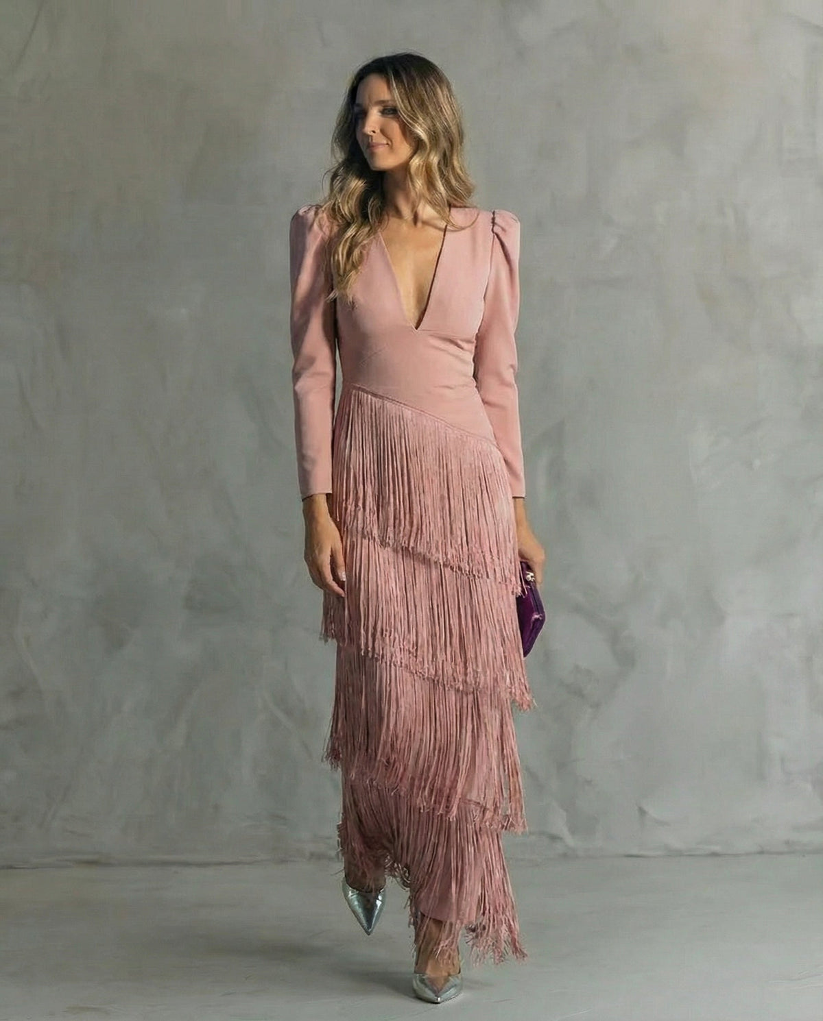 CHIARA™ - FRINGE-SLEEVE MIDI DRESS
