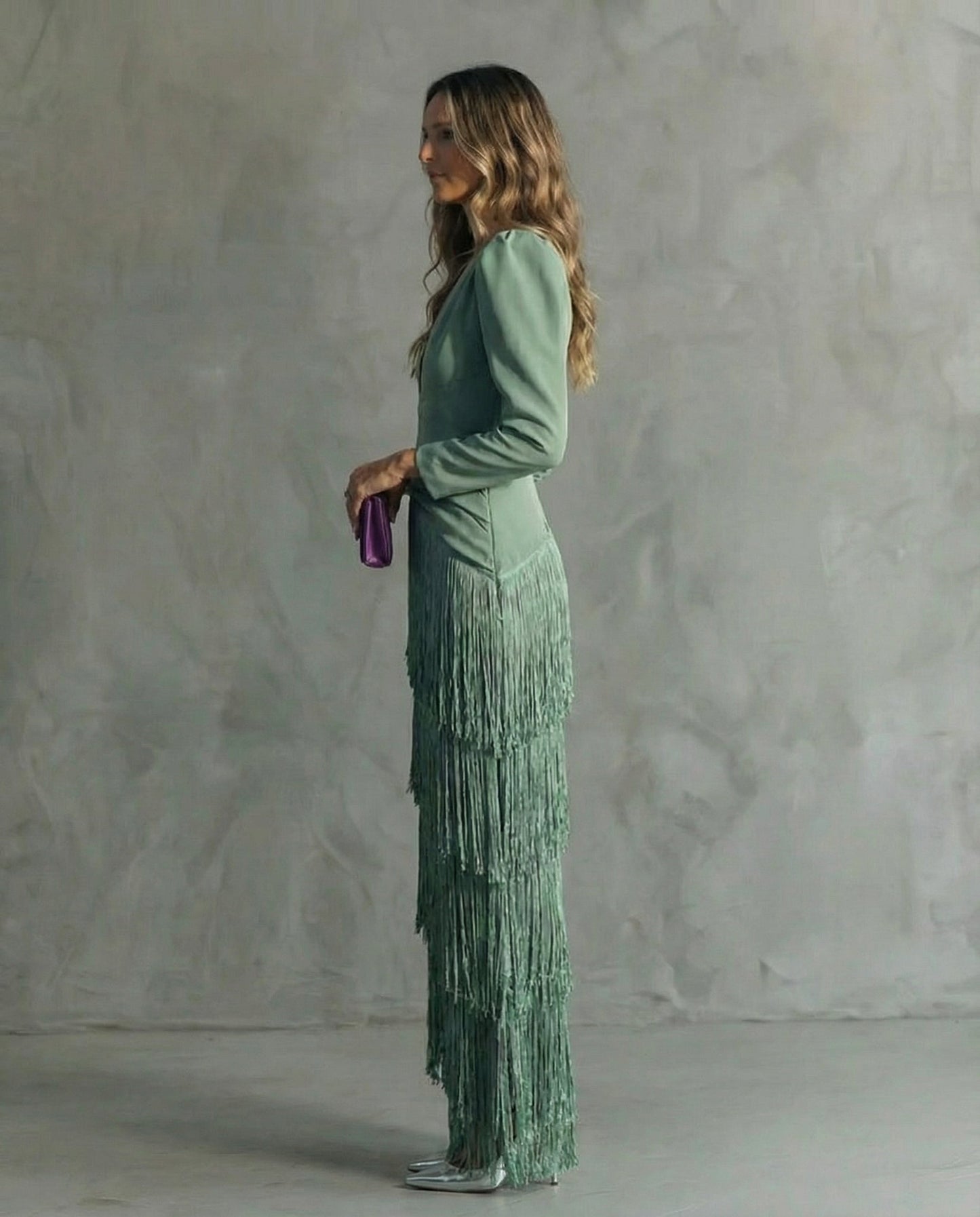 CHIARA™ - FRINGE-SLEEVE MIDI DRESS