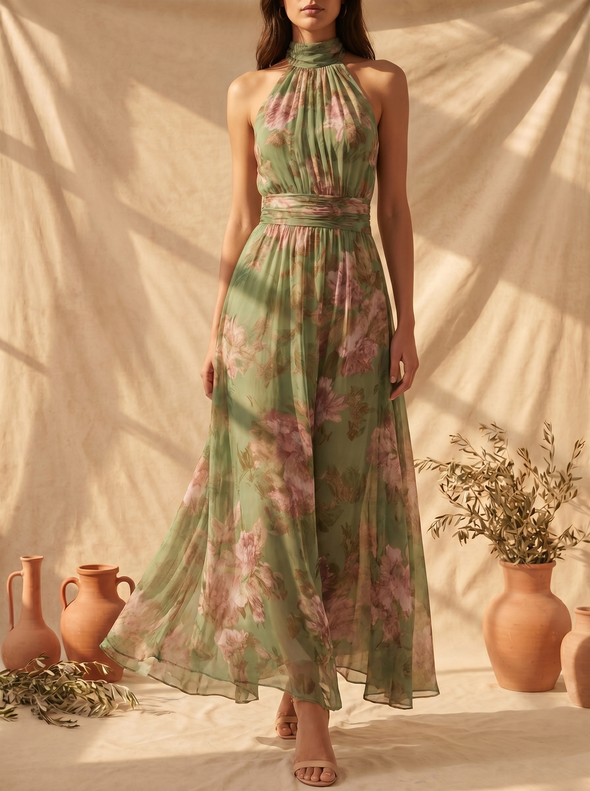 LIVIA™ - FLORAL HALTER MAXI DRESS