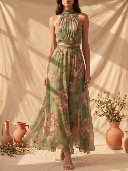 LIVIA™ - FLORAL HALTER MAXI DRESS